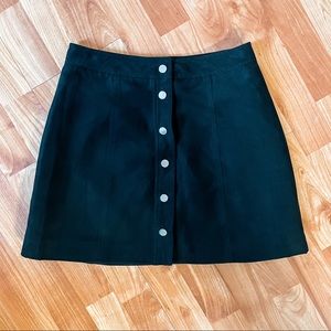 Divided F21 faux suede black button up mini skirt